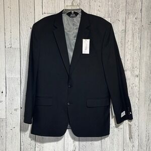 J.M. Haggar Mens Premium Stretch Solid Suit Jacket Black 46 Regular HZ00182